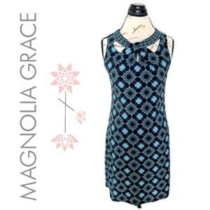 MAGNOLIA GRACE pattern print drape dress size large NWT